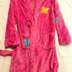 Girls Small robe pink with butterflies